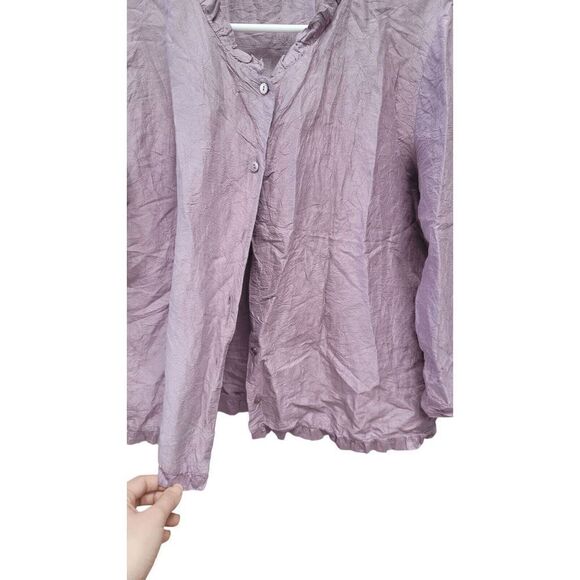 Eileen Fisher Womens Purple Open Front Button Up Silk Jacket Blazer Size Small - Picture 5 of 9